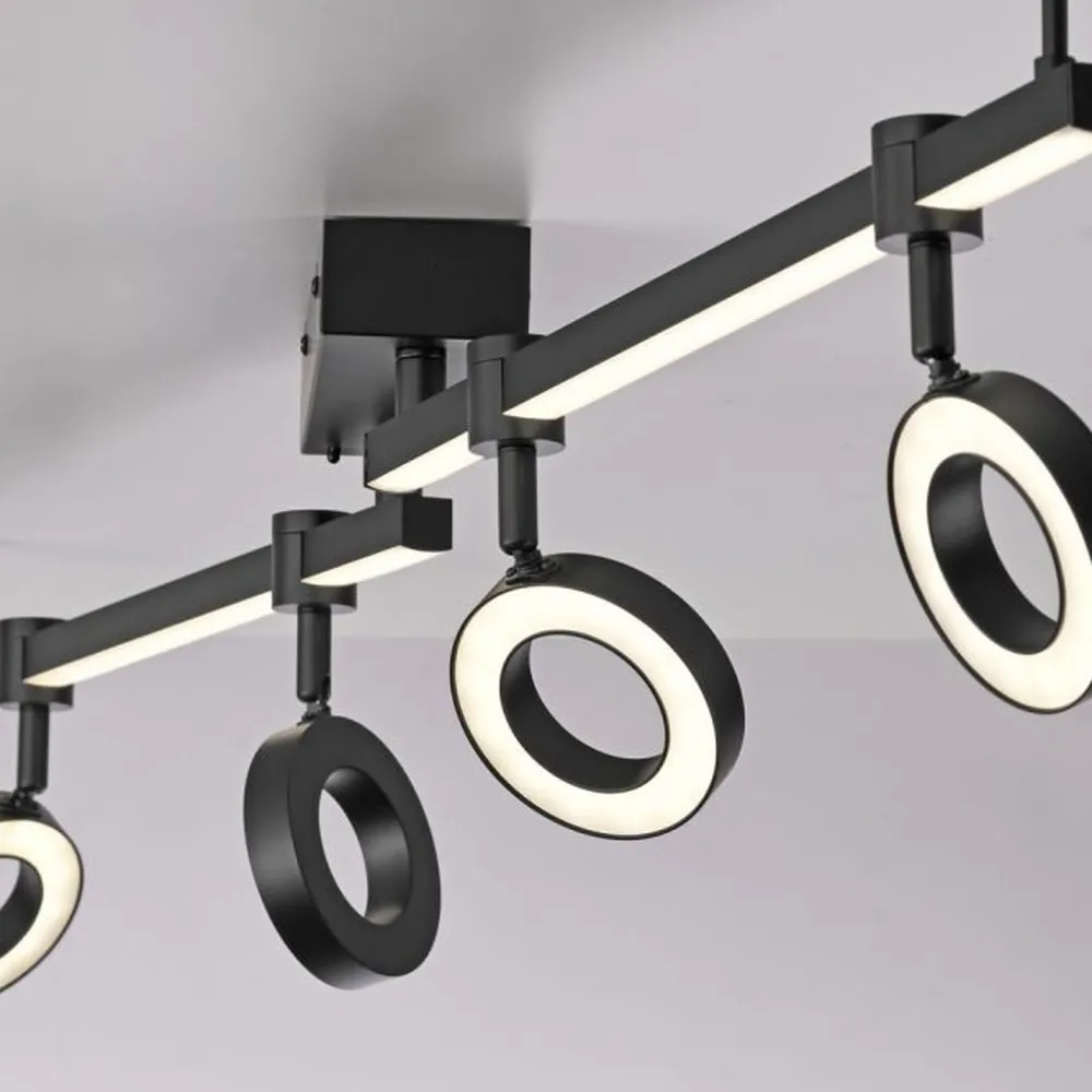 Just Light Beweglicher LED Deckenspot Schwarz RGB 114,5 cm dimmbar