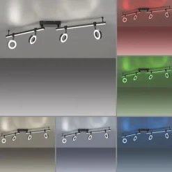 Just Light Beweglicher LED Deckenspot Schwarz RGB 114,5 cm dimmbar