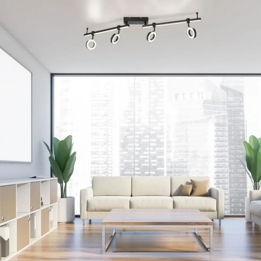 Just Light Beweglicher LED Deckenspot Schwarz RGB 114,5 cm dimmbar