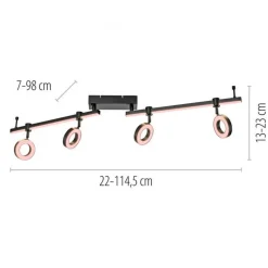 Just Light Beweglicher LED Deckenspot Schwarz RGB 114,5 cm dimmbar