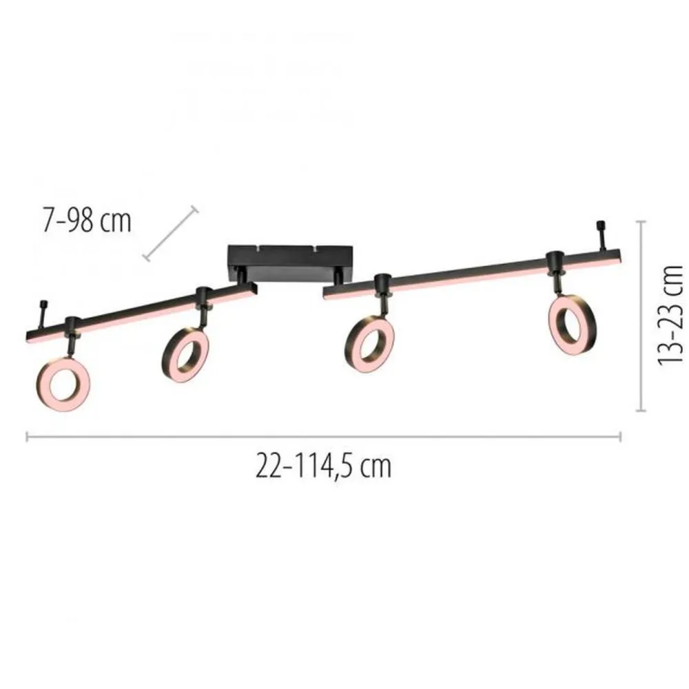 Just Light Beweglicher LED Deckenspot Schwarz RGB 114,5 cm dimmbar