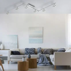 Paul Neuhaus Beweglicher LED Deckenstrahler in Aluminium IP44 188 cm* Flurlampen|Bürolampen