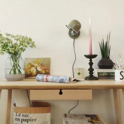 Steinhauer Beweglicher Wandspot mit Stecker in Grün Silber T:29 cm* Spots|Wandleuchten