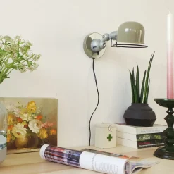 Steinhauer Beweglicher Wandspot mit Stecker in Grün Silber T:29 cm* Spots|Wandleuchten