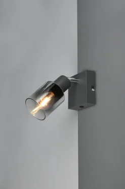 Trio Reality Beweglicher Wandstrahler Rauchglas Metall E14 T:15 cm* Flurlampen|Bürolampen