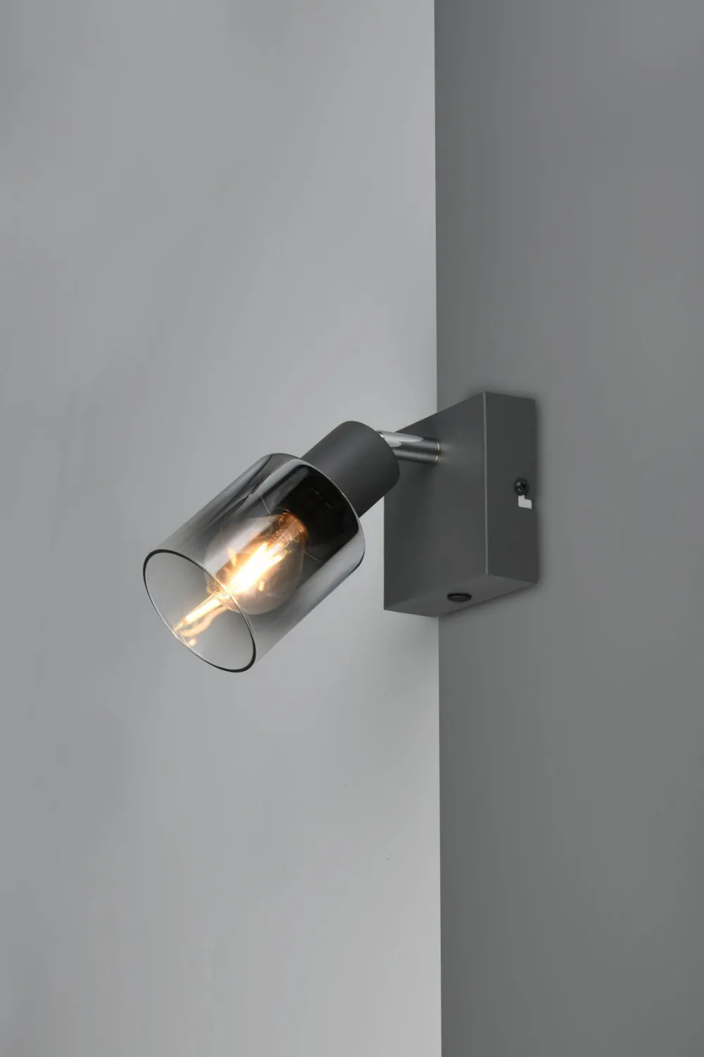 Trio Reality Beweglicher Wandstrahler Rauchglas Metall E14 T:15 cm* Flurlampen|Bürolampen