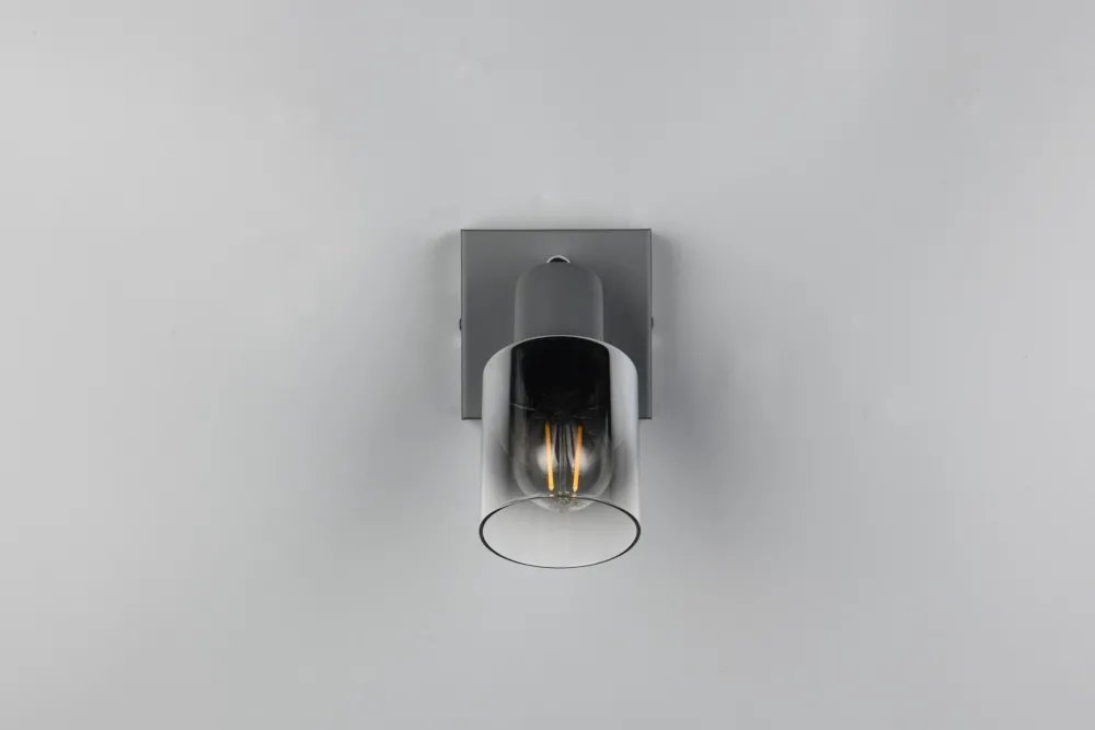 Trio Reality Beweglicher Wandstrahler Rauchglas Metall E14 T:15 cm* Flurlampen|Bürolampen
