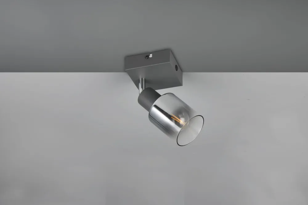 Trio Reality Beweglicher Wandstrahler Rauchglas Metall E14 T:15 cm* Flurlampen|Bürolampen