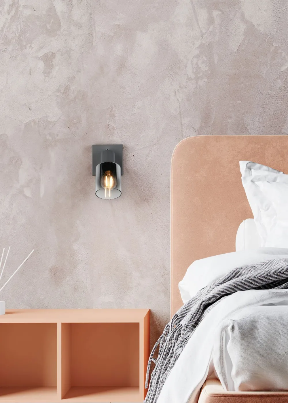 Trio Reality Beweglicher Wandstrahler Rauchglas Metall E14 T:15 cm* Flurlampen|Bürolampen