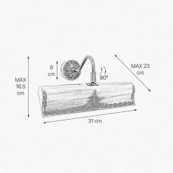 Giovanni Battista Bilderleuchte Messing B: 31 cm schwenkbar in Bronze E14* Wandleuchten|Badezimmer Lampe