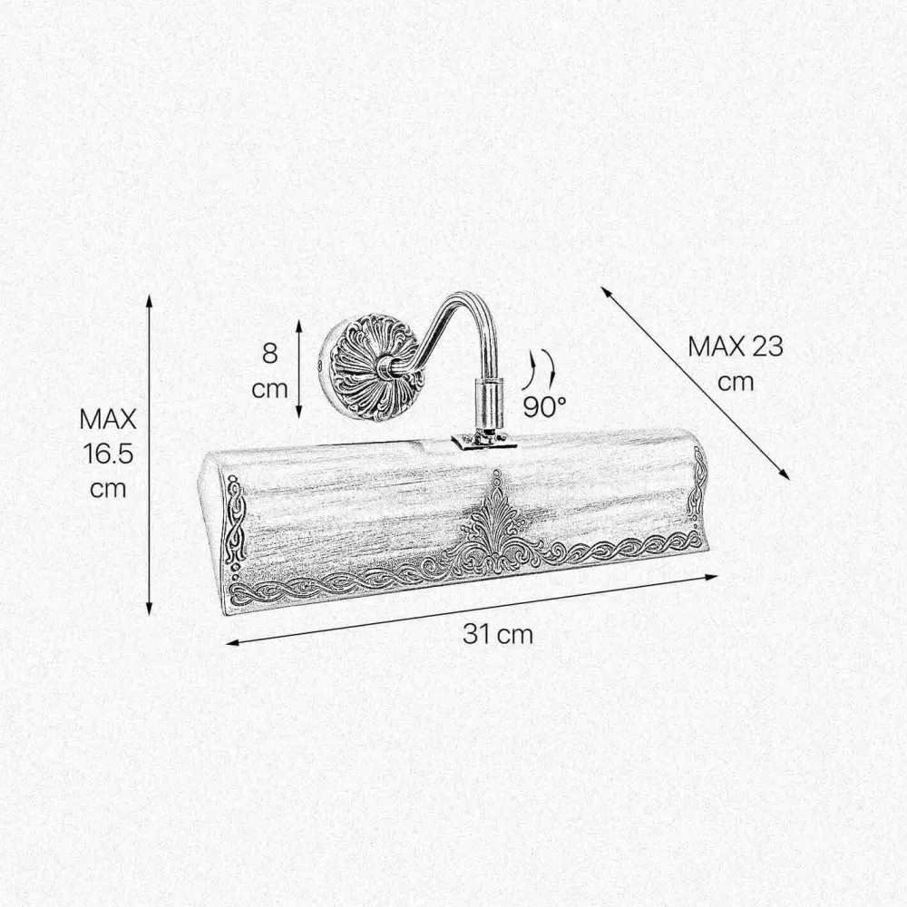 Giovanni Battista Bilderleuchte Messing B: 31 cm schwenkbar in Bronze E14* Wandleuchten|Badezimmer Lampe