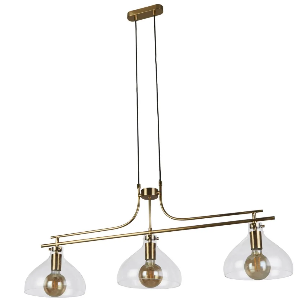 Searchlight Billardleuchte Vintage 3-flammig B: 110 cm E27 in Messing* Wohnzimmerlampen|Glaslampen