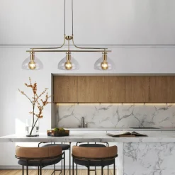 Searchlight Billardleuchte Vintage 3-flammig B: 110 cm E27 in Messing* Wohnzimmerlampen|Glaslampen