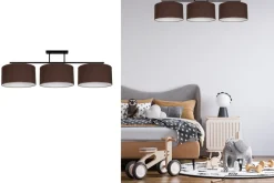 Online Belis Blendarme Deckenlampe Stoff Schwarz Braun E27 L:100 cm