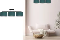 Belis Blendarme Deckenlampe Stoff Grün Weiß E27 3-flammig* Bürolampen|Wohnzimmerlampen