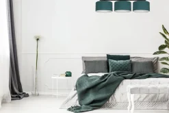 Belis Blendarme Deckenlampe Stoff Grün Weiß E27 3-flammig* Bürolampen|Wohnzimmerlampen