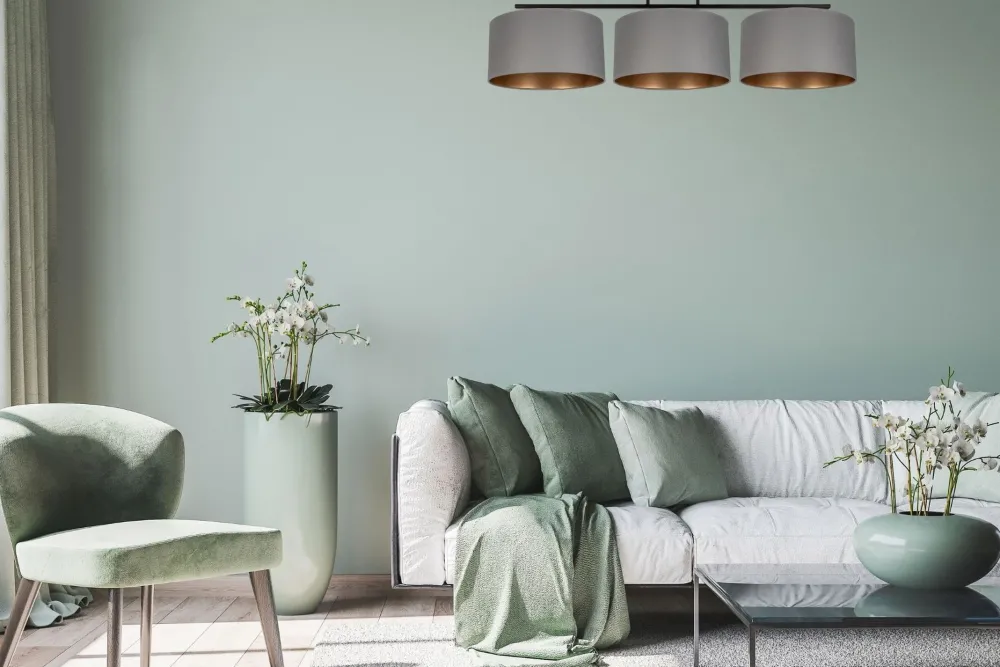 Clearance Belis Blendarme Deckenlampe Stoff Graphit Gold E27 3-flammig