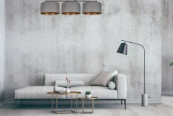 Clearance Belis Blendarme Deckenlampe Stoff Graphit Gold E27 3-flammig