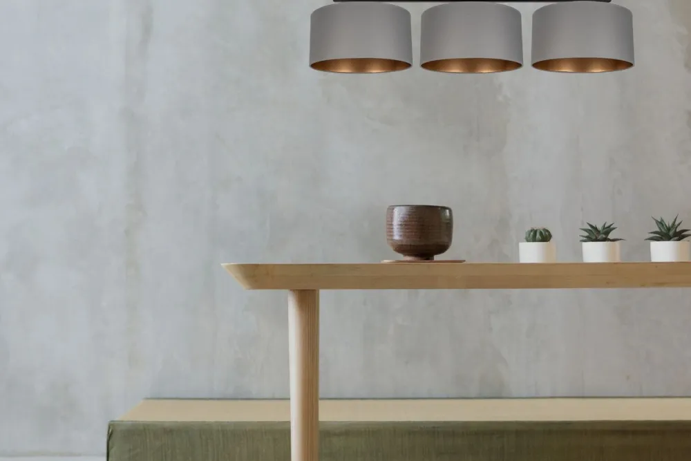 Clearance Belis Blendarme Deckenlampe Stoff Graphit Gold E27 3-flammig