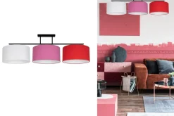 Belis Blendarme Deckenlampe Stoff Weiß Rosa Rot E27 L:100 cm* Bürolampen|Wohnzimmerlampen