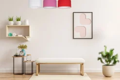 Belis Blendarme Deckenlampe Stoff Weiß Rosa Rot E27 L:100 cm* Bürolampen|Wohnzimmerlampen