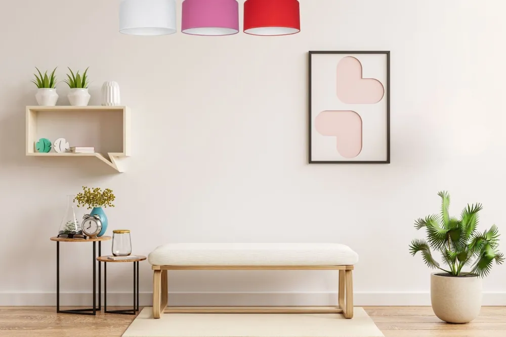 Belis Blendarme Deckenlampe Stoff Weiß Rosa Rot E27 L:100 cm* Bürolampen|Wohnzimmerlampen