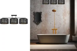 Belis Blendarme Deckenlampe Stoff Graphit Muster E27 3-flmg* Bürolampen|Wohnzimmerlampen