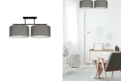 Belis Blendarme Deckenlampe Stoff Schwarz Graphit E27 L:70 cm* Wohnzimmerlampen|Stofflampen