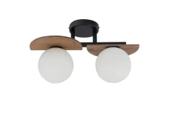 Sigma Blendarme Deckenleuchte 2-flammig Schwarz Holz Glas G9* Flurlampen|Kugellampen