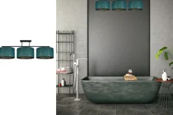 Hot Belis Blendarme Deckenleuchte Stoff Grün Muster E27 3-flammig