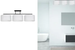 Belis Blendarme Deckenleuchte Stoff Schwarz Weiß E27 3-flmg* Wohnzimmerlampen|Stofflampen