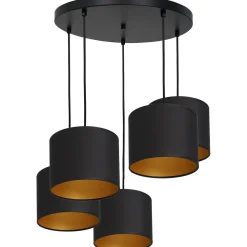 Sale Luminex Blendarme Hängelampe Schwarz Gold Stoff Metall 5-flmg