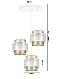 Discount Belis Blendarme Hängelampe Stoffschirme Weiß Gold E27 B:38 cm