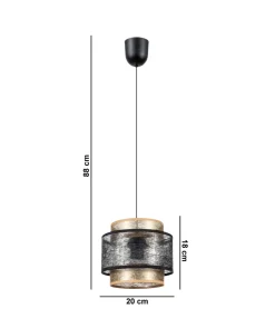 Clearance Belis Blendarme Hängelampe Stoff Metall Schwarz Gold Ø20 cm