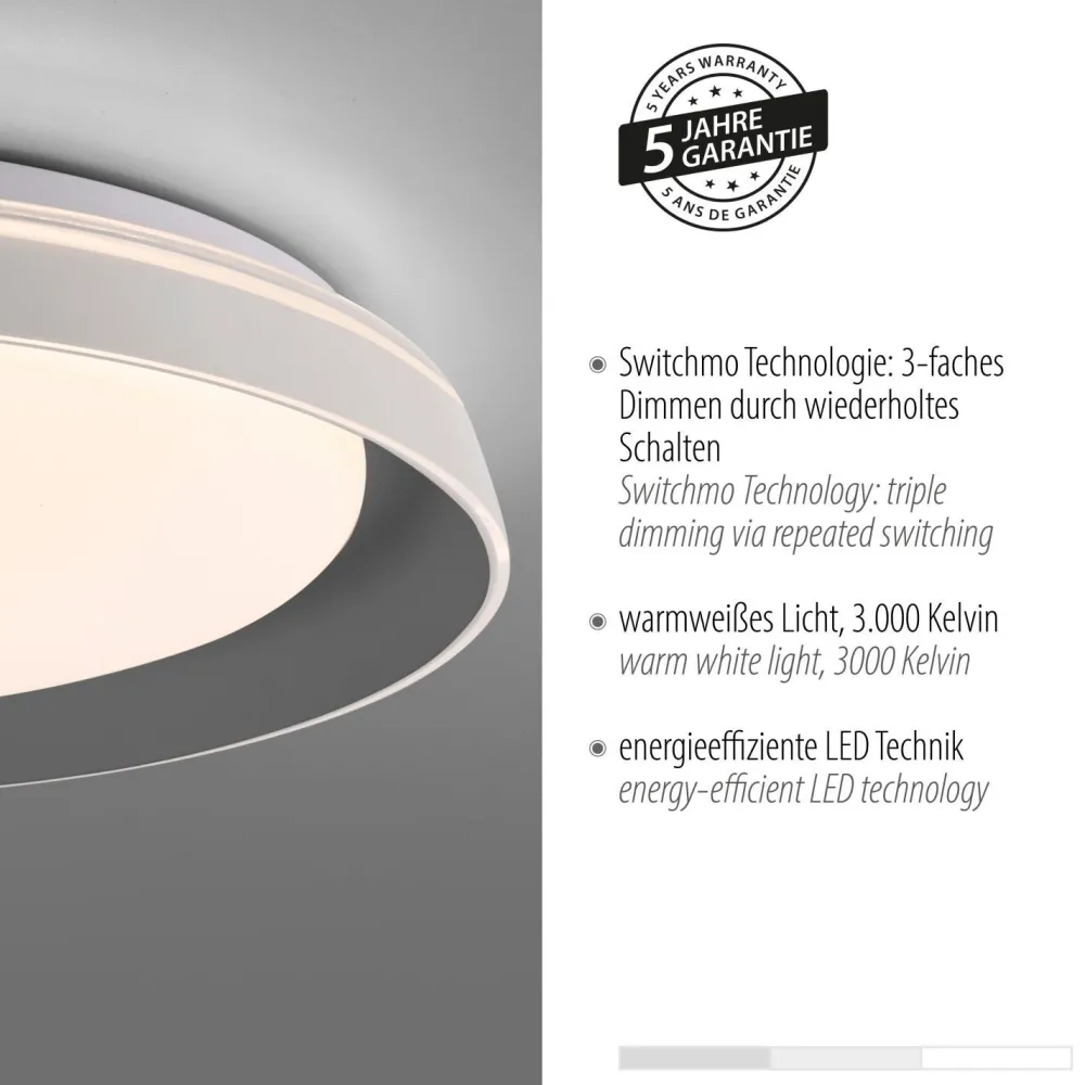 Just Light Blendarme LED Deckenlampe Grau Ø43 cm 2630 lm dimmbar* Deckenleuchten|Flurlampen