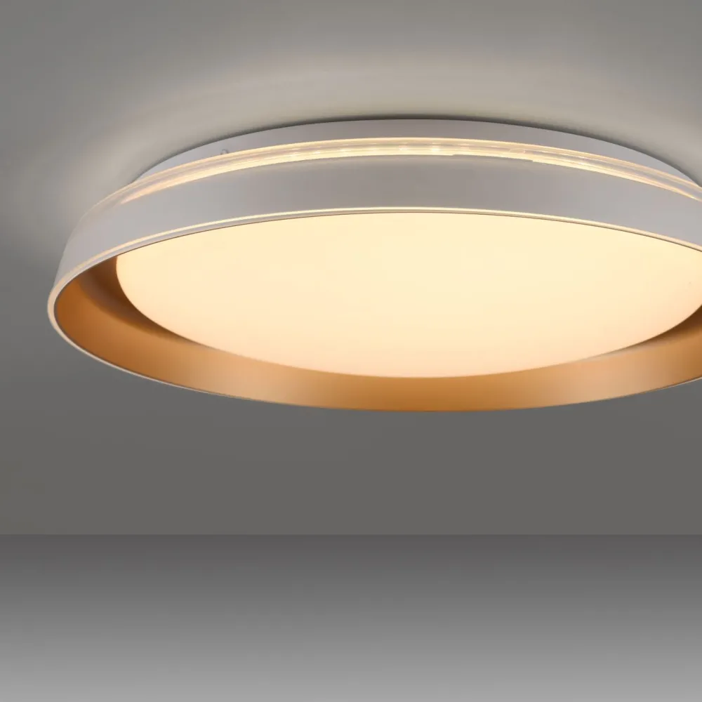 Just Light Blendarme LED Deckenlampe Weiß Messing Ø43 cm dimmbar* Deckenleuchten|Flurlampen