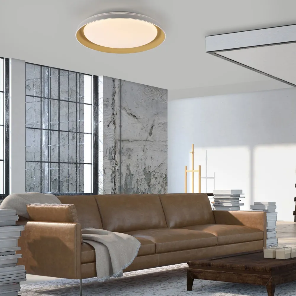 Just Light Blendarme LED Deckenlampe Weiß Messing Ø43 cm dimmbar* Deckenleuchten|Flurlampen