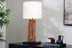 Invicta Interior Blendarme Nachttischleuchte Holz Stoff E27 58 cm groß* Tischlampen|Schlafzimmer Lampen