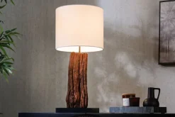 Invicta Interior Blendarme Nachttischleuchte Holz Stoff E27 58 cm groß* Tischlampen|Schlafzimmer Lampen