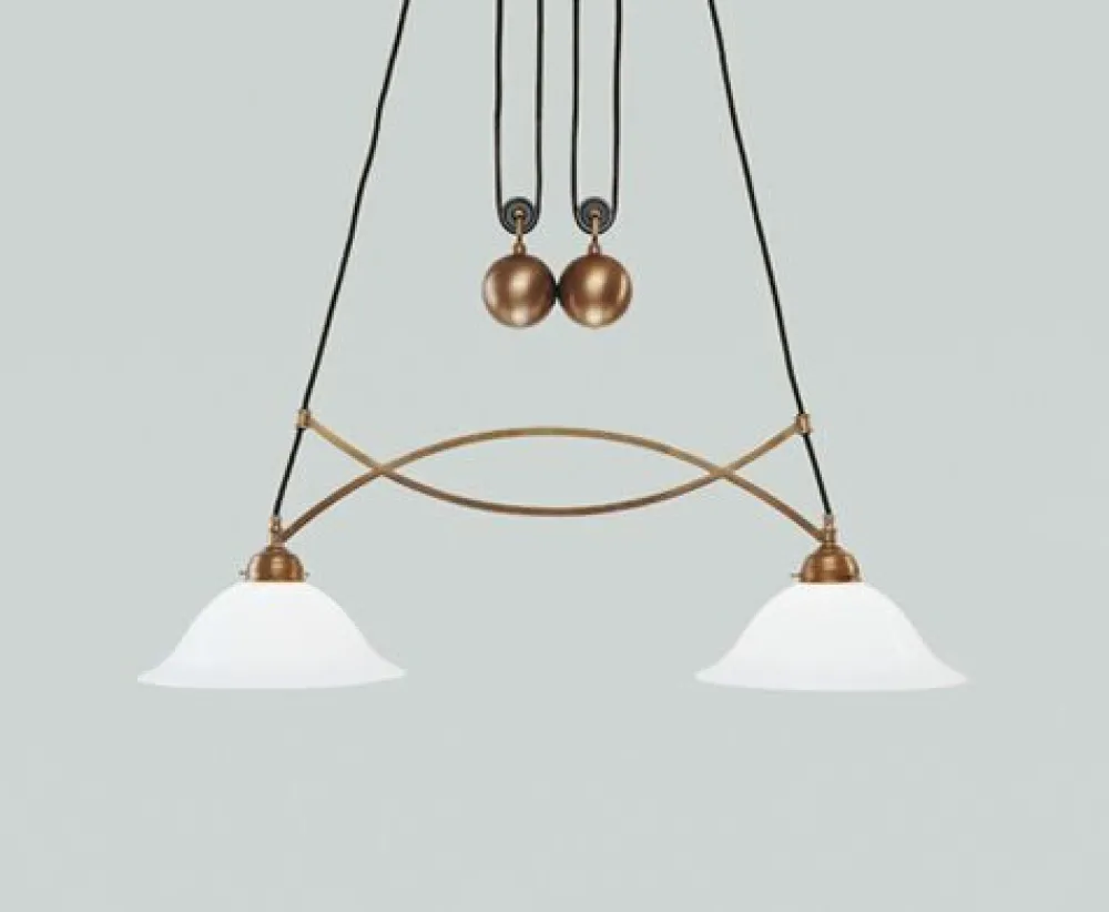 Berliner Messingleuchten Blendarme Pendelleuchte Berliner Messing Glas E27 92 cm* Hängelampen|Bürolampen