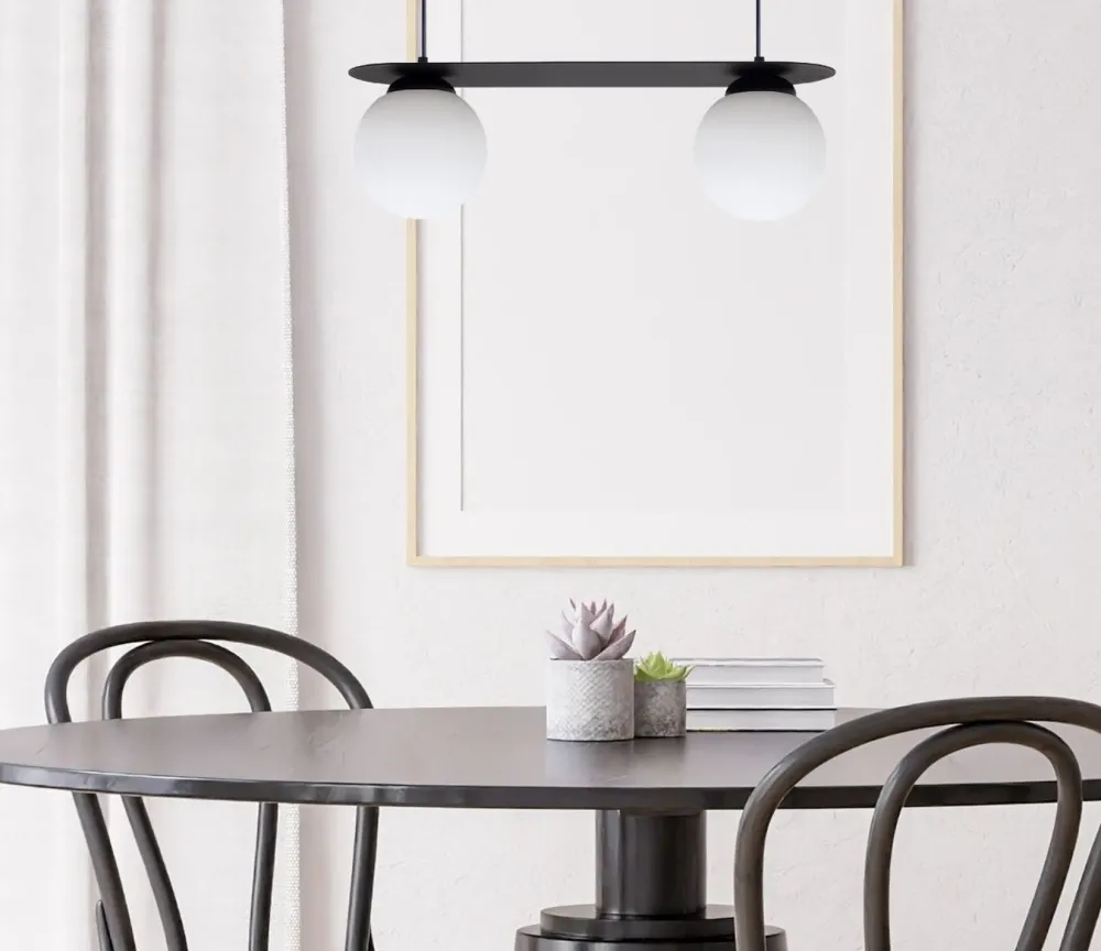 New Belis Blendarme Pendelleuchte Glaskugeln E27 2-flmg Schwarz