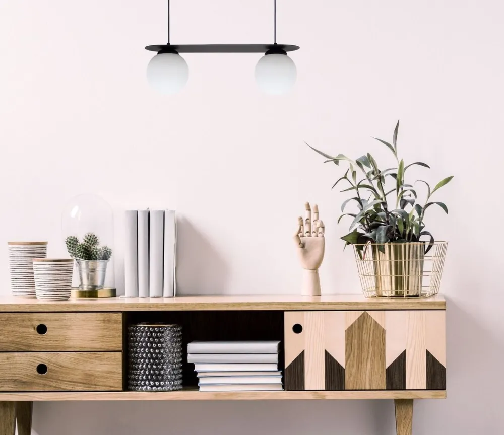 New Belis Blendarme Pendelleuchte Glaskugeln E27 2-flmg Schwarz