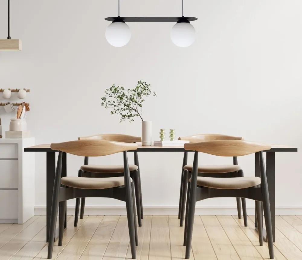 New Belis Blendarme Pendelleuchte Glaskugeln E27 2-flmg Schwarz