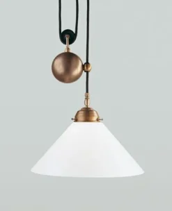 Berliner Messingleuchten Blendarme Pendelleuchte Messing Glas E27 L:30 cm* Hängelampen|Bürolampen