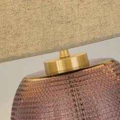 Searchlight Blendarme Tischlampe Glas Stoff 37 cm Pink Natur E27* Wohnzimmerlampen|Glaslampen