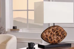 Best Invicta Interior Blendarme Tischlampe Stoff Akazie Kautschuk wohnlich