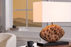 Best Invicta Interior Blendarme Tischlampe Stoff Akazie Kautschuk wohnlich