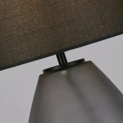 Discount Searchlight Blendarme Tischleuchte Glas Stoff 44,5 cm E27 Schwarz