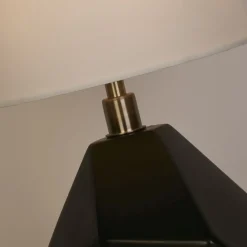 Searchlight Blendarme Tischleuchte Harz Stoff 55,5 cm Schwarz Weiß