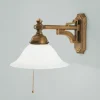 Berliner Messingleuchten Blendarme Wandlampe Messing Glas E27 Zugschalter* Wohnzimmerlampen|Küchenlampen